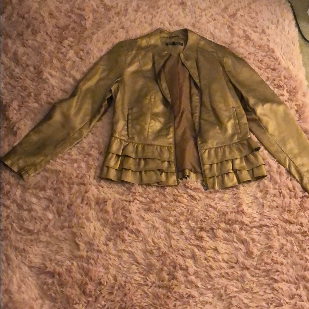Gold Metallic leather jacket